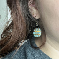 Plaid Blue Ceramic Earrings