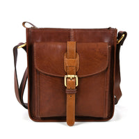 Leather Flight Crossbody Bag | Chestnut Brown