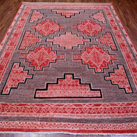 7'10" x 9'4" | Red Peshawar Geometric | Wool | 210000023748