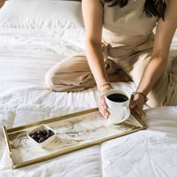 Resin Gold Rectangle Tray | Gold Quartz