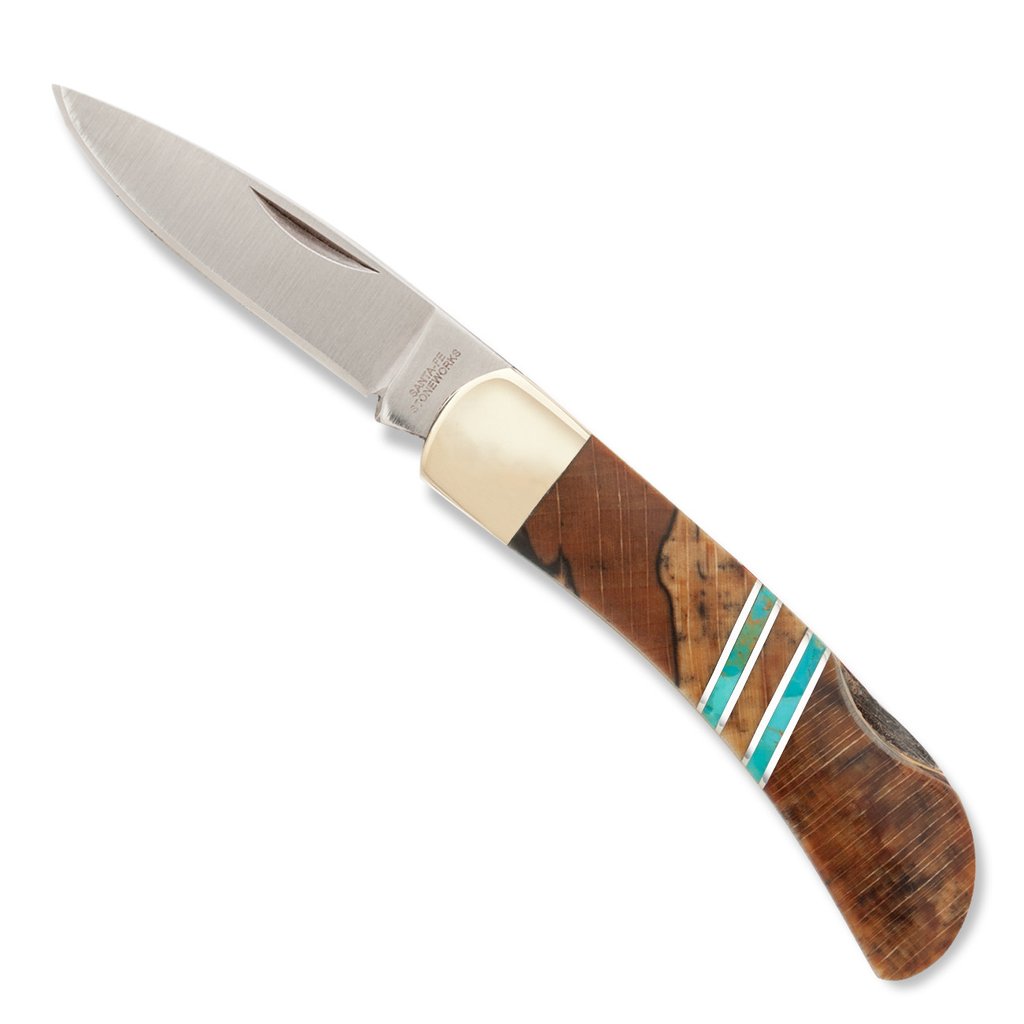 3" Spalted Beech & Turquoise Pocket Knife
