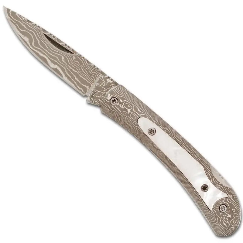 3" Damascus Pocket Knife with Mother of Pearl Inlay