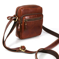 Leather Flight Crossbody Bag with Front Zipper