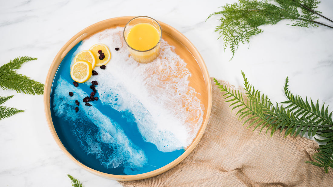 Round Bamboo Serving Tray | Ocean Vibes