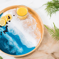 Round Bamboo Serving Tray | Ocean Vibes