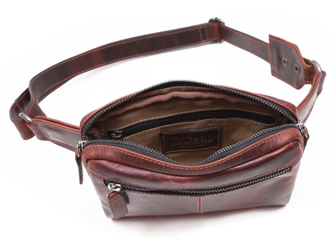 Manhattan Crossbody Leather Fanny Bag | Tan