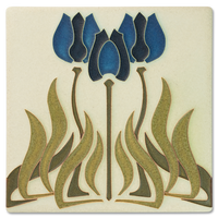 Motawi Tulips in Blue - 6x6