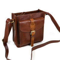 Leather Flight Crossbody Bag | Chestnut Brown