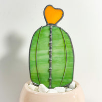 Baby Barrel Glass Cactus Stake