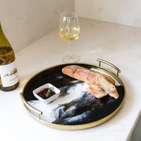 Resin Gold Round Tray | Onyx