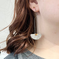 White Half Sun Burst Earrings
