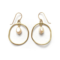 Calypso Pearl Hoop Brass Earrings