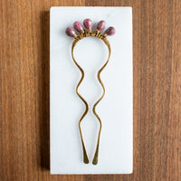 Rhodochrosite Brass Hair Fork
