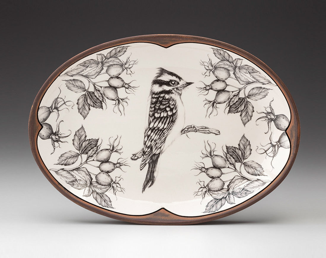 Woodpecker Small Oval Platter | Brown