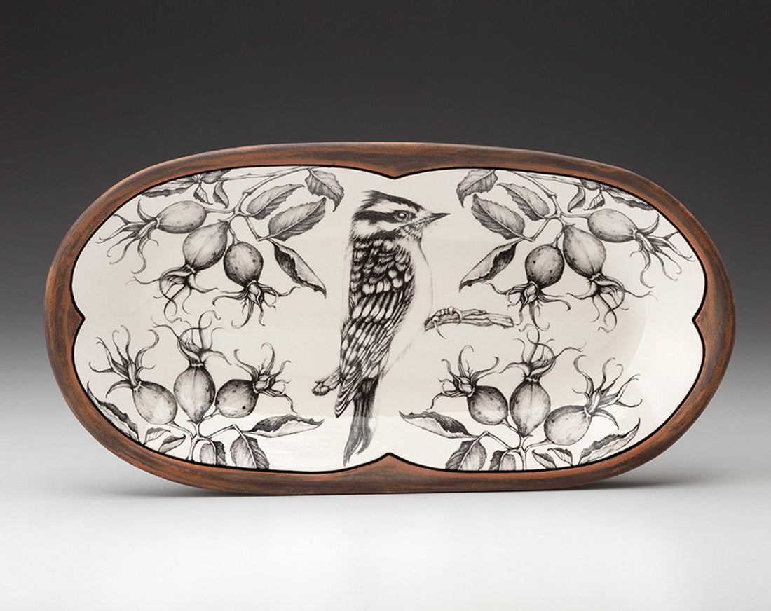 Woodpecker Rectangle Serving Dish | Brown