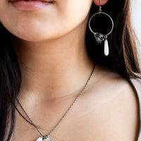 Quilt Block Moonstone Flower Charm Necklace