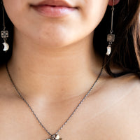 Quilt Pearl Moon Earrings no.2