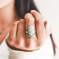 Size 7 | WabiSabi Turquoise + Leaves Ring