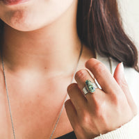 Size 7 | Variscite Poseidon + Gold Ring