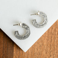 Vine Chunky Hoop Earrings | Silver