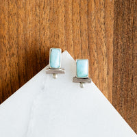 Larimar Rectangle Stud Earrings