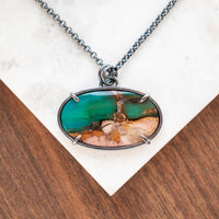 Opal Wood Large Oval Necklace