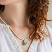 Chilean Turquoise & Coconut Bead Necklace