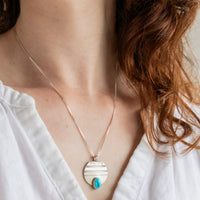 Raw Kingman Turquoise Round Stamped Necklace