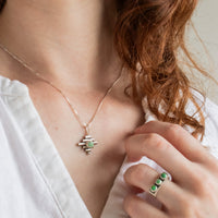 Green Sonoran Gold Turquoise Four Directions Necklace