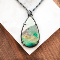 Opal Wood Large Teardrop Necklace