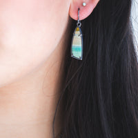 Opal Wood Thin Triangle Earrings