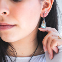 Opal Wood Layered Triangle Earrings