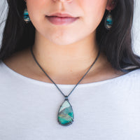Opal Wood Large Teardrop Necklace