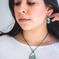Opal Wood 14k Teardrop Earrings