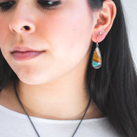 Opal Wood 14k Rose Gold Teardrop Earrings