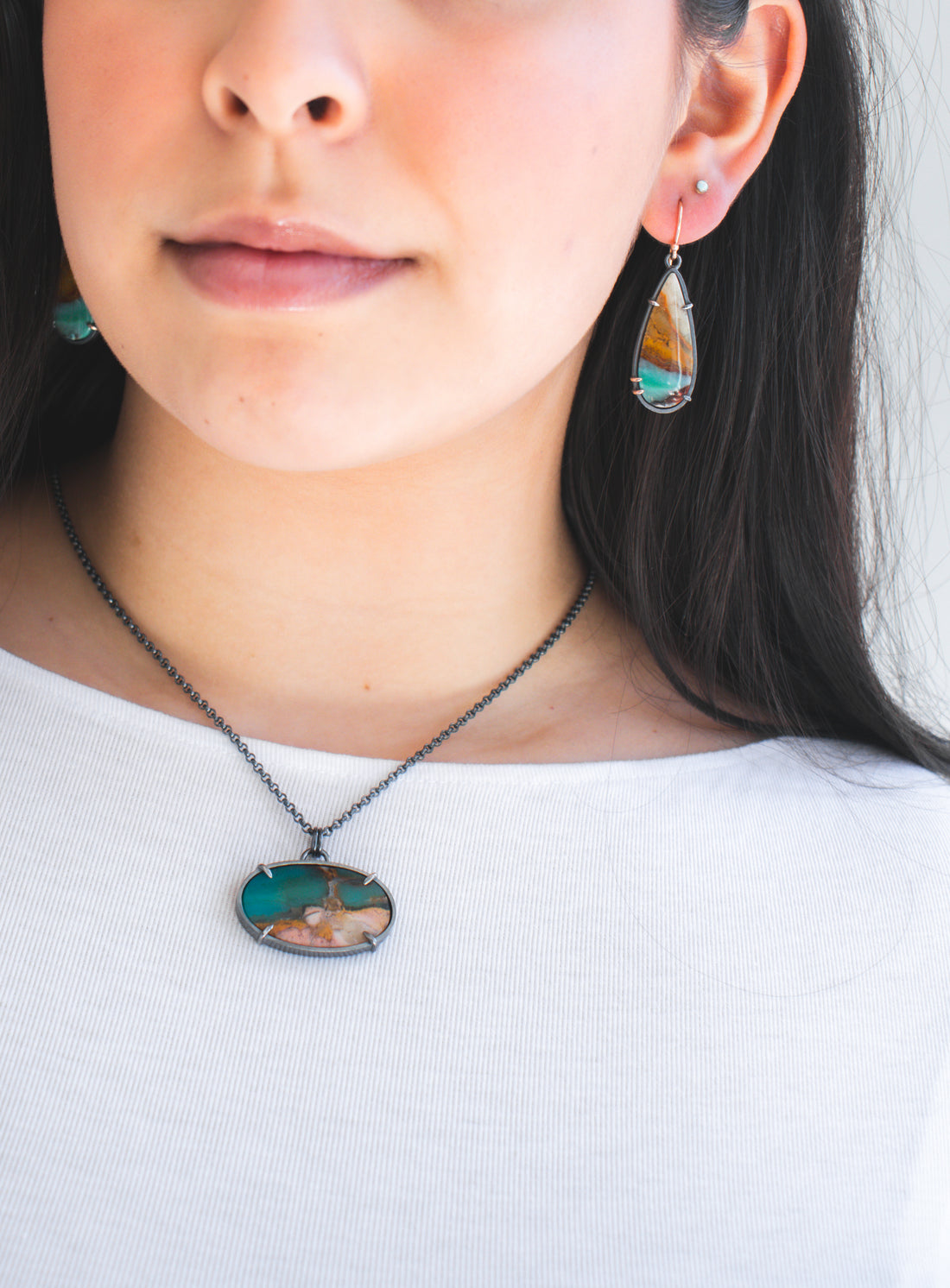 Opal Wood Large Oval Necklace