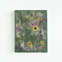 Yellow and Pink Wildflowers | 6x8 Encaustic