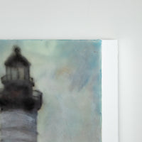 Lighthouse Black & White | 6x8 Encaustic