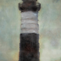 Lighthouse Black & White | 6x8 Encaustic