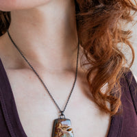 Trapezoid Marcasite Plume with Drusy Necklace