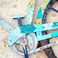 Turquoise Road Bike | Original Metal Sculpture