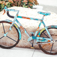 Turquoise Road Bike | Original Metal Sculpture