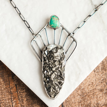 American Turquoise & Pyrite Druzy Necklace