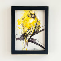 Yellow Bird on Branch Watercolor | 7x9