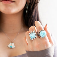 Size 8.75 | Round Larimar Ring