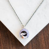 Chickadee Enamel Necklace