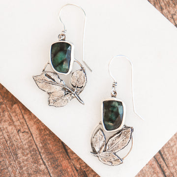 Emerald Rose Leaf Earrings