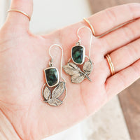 Emerald Rose Leaf Earrings