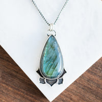 Large Labradorite Teardrop Meraki Necklace