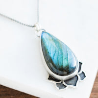 Large Labradorite Teardrop Meraki Necklace